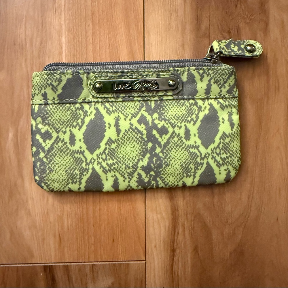Lime Green Snake Print Wallet by Love Express